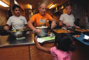 serving food