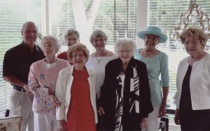 CC friends gathered for a reunion and a celebration of the 100th birthday of Eleanor Hastings Griffith ’36. Eleanor has become the first member of the Colorado College Century Club, a newly established recognition group established by the Fifty Year Club. Eleanor, who grew up on Pine Street in Colorado Springs, remembers her grandmother suggesting she go to “the college” and talk with President Mierow about the possibility of a scholarship. After two years, she transferred to University of Colorado, where she completed her degree. Among those attending the celebration, from left: Jay Engeln ’74, Lee Clarke Clement ’46, Judy Pickle, Eleanor Hastings Griffith ’36, Judy Reid Finley ’58, Jule Hutchinson Haney ’39, Diane Brown Benninghoff ’68, and Barbara Neeley Yalich ’53.