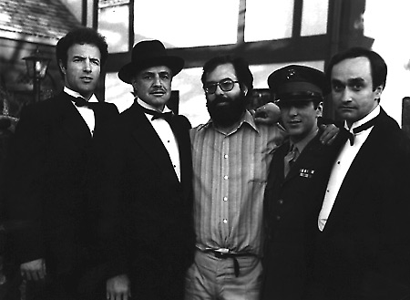 From left to right, James Caan, Marlon Brando, Francis Ford Coppola, Al Pacino and John Cazale. 