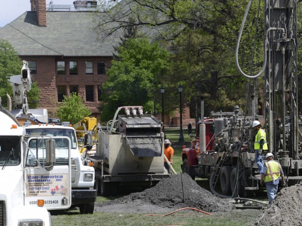 Crews drilling on geothermal project