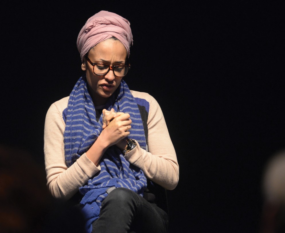 Zadie Smith, acclaimed author of “White Teeth” and “NW,” spoke in Armstrong Theatre during the 2014 MacLean Symposium on Globalization, Culture, and Literature.