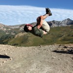 Ted Kornish ’17 shows off his “parkour master” moves during New Student Orientation near Gunnison, Colo.
