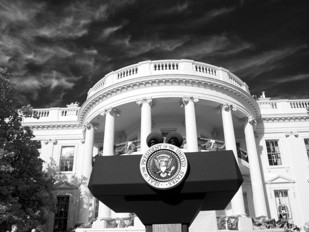 The White House lectern, Washington, D.C., 2003 Burnett has photographed every president since John F. Kennedy. As he explains, it’s not always an easy gig: “I can remember struggling in Little Rock, having waited for the results when Clinton beat Bush in ’92 — which camera do you use? — because they were moving around so fast and you gotta get Clinton with Gore and then Clinton with Gore and Hillary. And then Clinton with Hillary and Tipper, and then Tipper and Hillary are over here, and where’d Gore go? … This is what’s great about pictures: You can look at the pictures and those pictures will remind you of things that you’ve totally forgotten.”