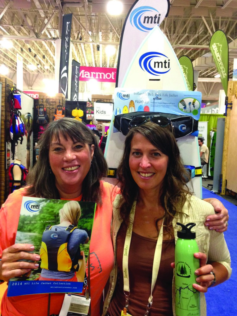 Lili Koch Colby ’83, left, and Karrie Thomas ’97 found out during a business meeting at the August Outdoor Retailer Summer Market in Salt Lake City that they are fellow CC grads. Lili owns life jacket company MTI Adventurewear in Plymouth, Mass., and Karrie is the executive director of the Northern Forest Canoe Trail, headquartered in Waitsfield, Vt.