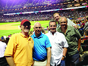 From left, Bob O’Hayre, Jim Lewis, Tony Dalpiaz, Jeff Drew, and Rob Fosse, all class of 1982, relived Spring Break by catching an Arizona Diamondbacks game in April 2014. 