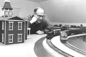 Robert Loevy put together this large model train set in his attic. When their children were young, he and his wife would invite CC parents to bring their children to watch the trains at Christmas time. Those children, now grown, occasionally stop by with their kids to continue the tradition.