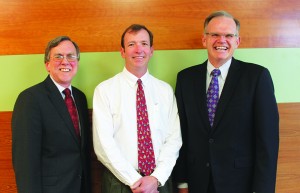 Scott Van Bramer, center, with Widener University Provost Stephen Wilhite and Widener University President James T. Harris III.