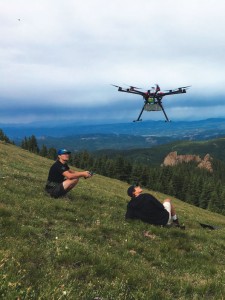 CC Environmental Program Technical Director Darren Ceckanowicz, left, and Eric Neumeyer ’16 use a drone to get a detailed assessment of how trees are spaced at tree line on Pikes Peak. It’s part of research to better understand factors impacting changes in the tree line. Photo by Meredith Parish ’16