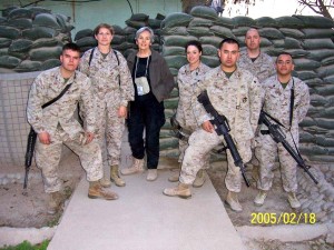 Sara Sheldon '56 embedded with the 1st Marine Expeditionary Unit in Fallujah, Iraq.