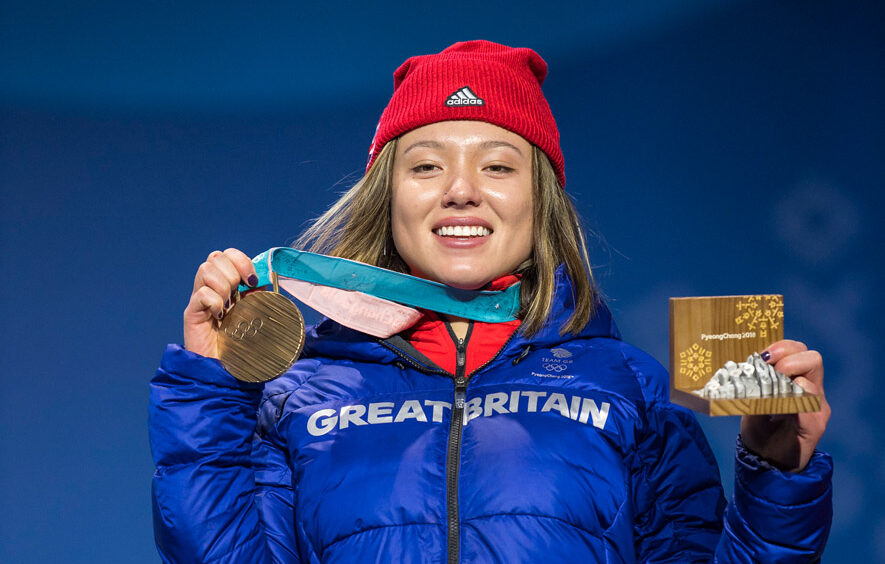 17.02.2018 - Izzy Atkin collects her Bronze medal for ski slopestyle