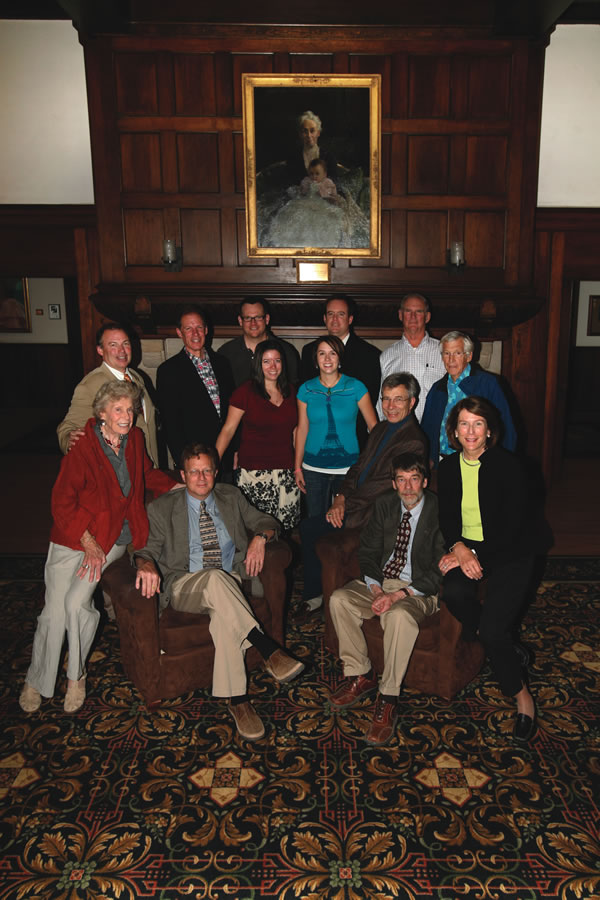 Members of the Bemis family with Judson M. Bemis Professors in the Humanities Owen Cramer, Dave Mason, and John Riker. Photo by Brad Armstrong.