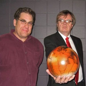 Jeff Bieri, KRCC's program director, with Garrison Keillor at the Colorado Springs World Arena.