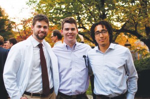 Attending the “Commitment to Medicine Ceremony” for Jack Ludwig ’10: Jack and Jim Ludwig ’07 and Tendo Kironde ’09, at the Alpert Medical School at Brown University. Jack and Tendo are first- and second-year medical students there, and Jim is a senior analyst and system strategist at Ascension Health. 