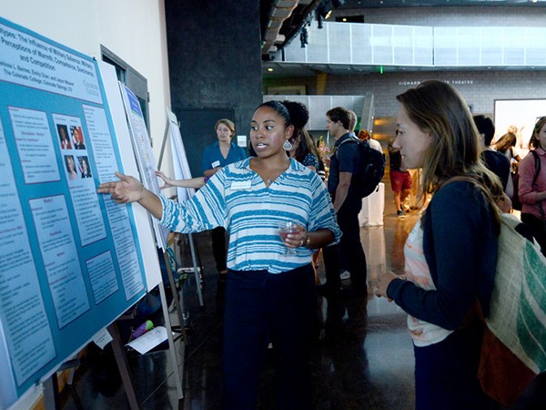 Students, faculty and staff attended the Summer Collaborative Research Symposium at Edith Kinney Gaylord Cornerstone Arts Center. The symposium was for students who participated in undergraduate research this summer with CC Faculty. Students displayed and presented their work and research.